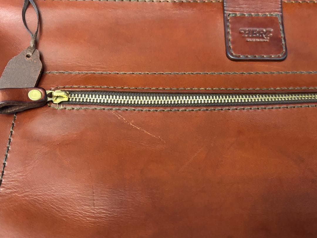 口枠ボストンバッグ　ベルト一本タイプ(V-104) チョコ　HERZ ヘルツ本革