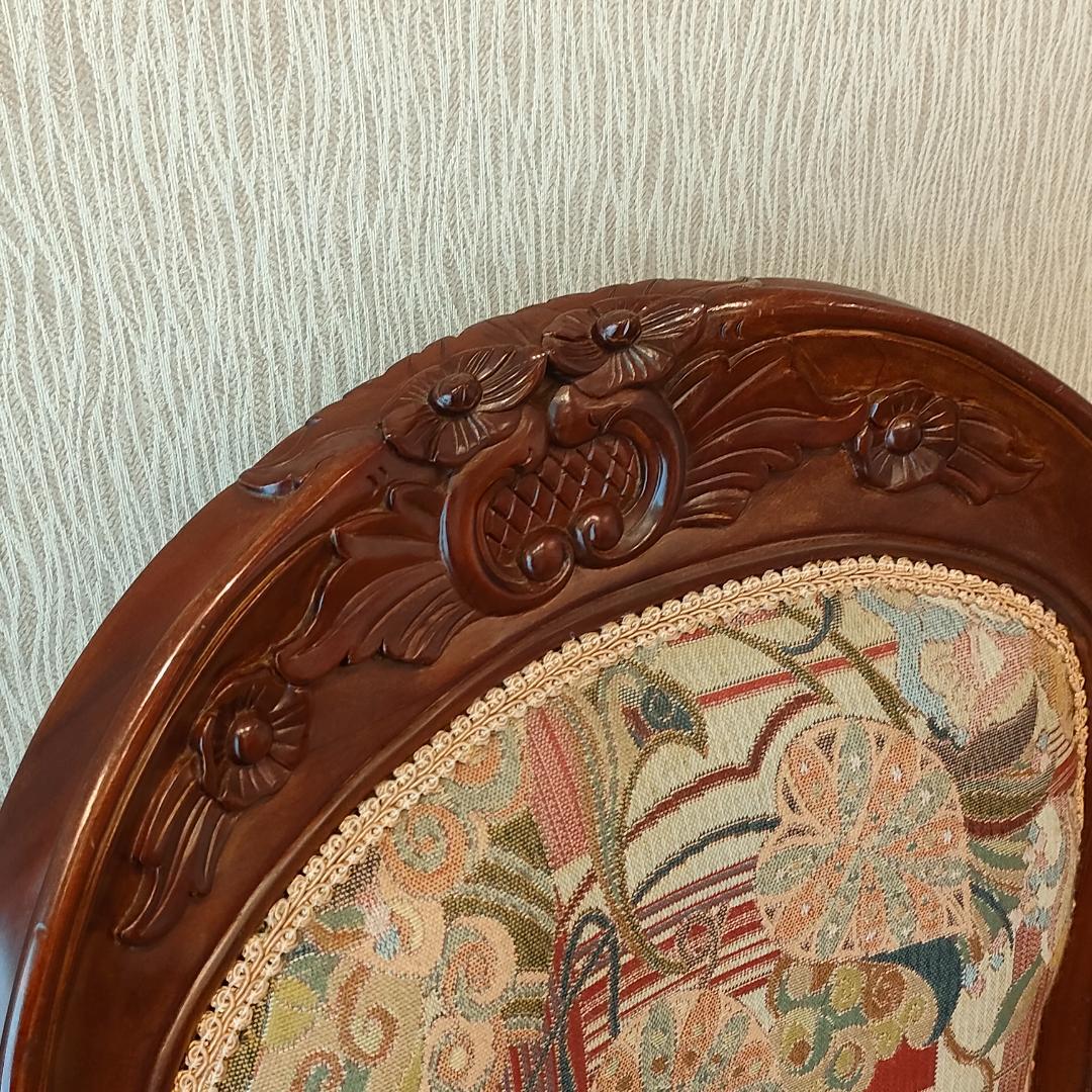 アンティーク　ダイニングチェア　猫脚　ロココ　2脚セット①