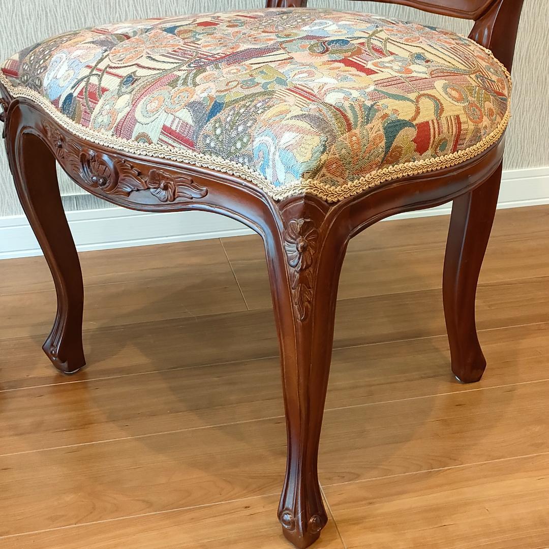 アンティーク　ダイニングチェア　猫脚　ロココ　2脚セット①