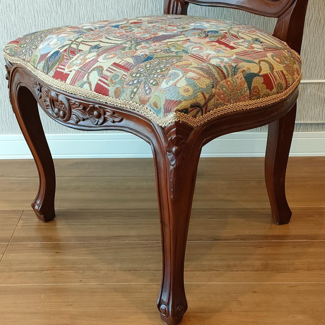 アンティーク　ダイニングチェア　猫脚　ロココ　2脚セット①