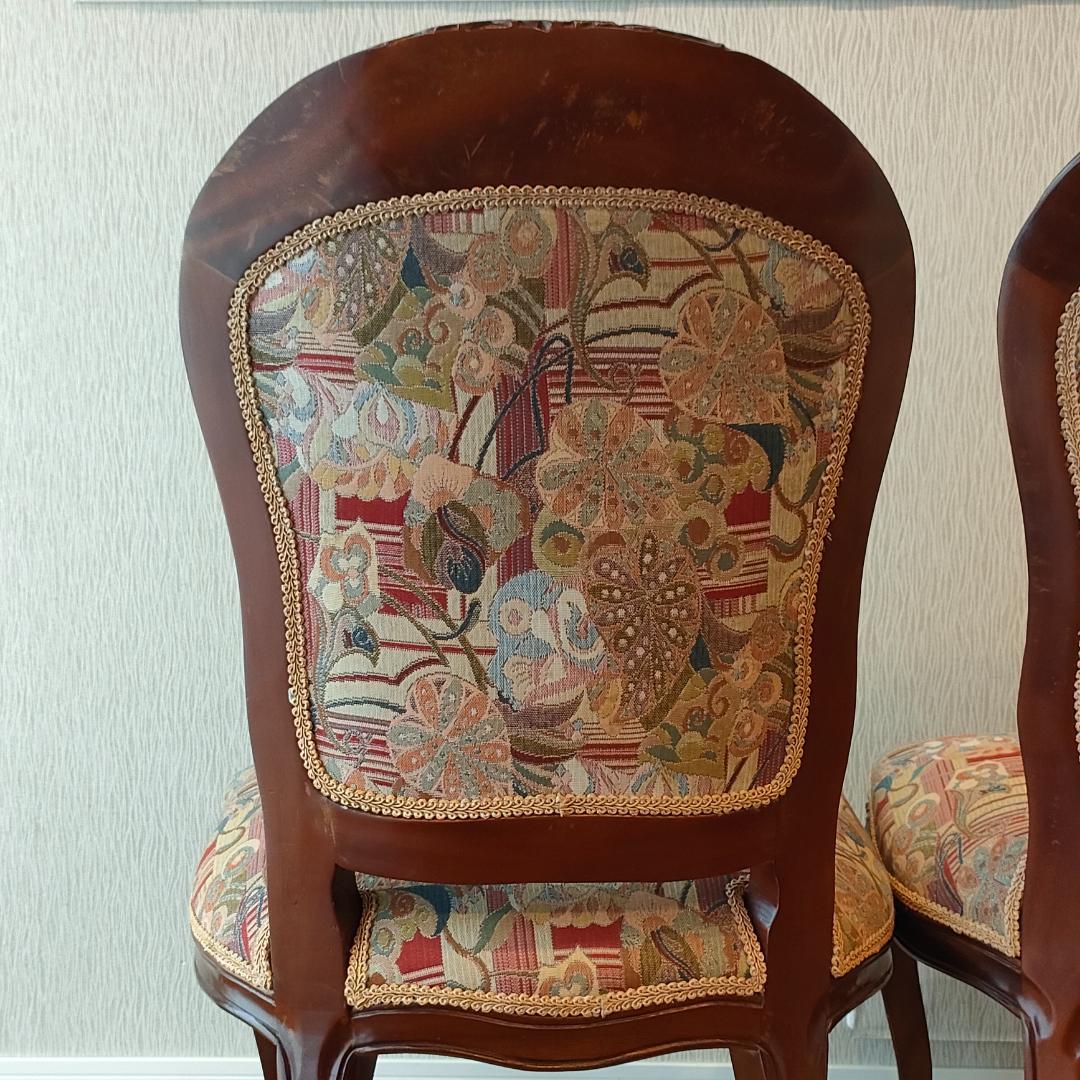 アンティーク　ダイニングチェア　猫脚　ロココ　2脚セット①