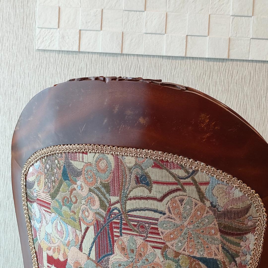 アンティーク　ダイニングチェア　猫脚　ロココ　2脚セット①