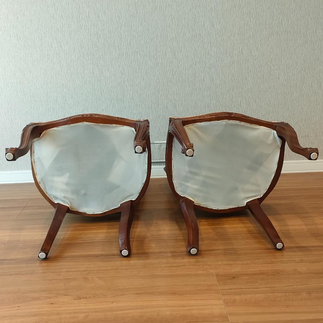 アンティーク　ダイニングチェア　猫脚　ロココ　2脚セット①