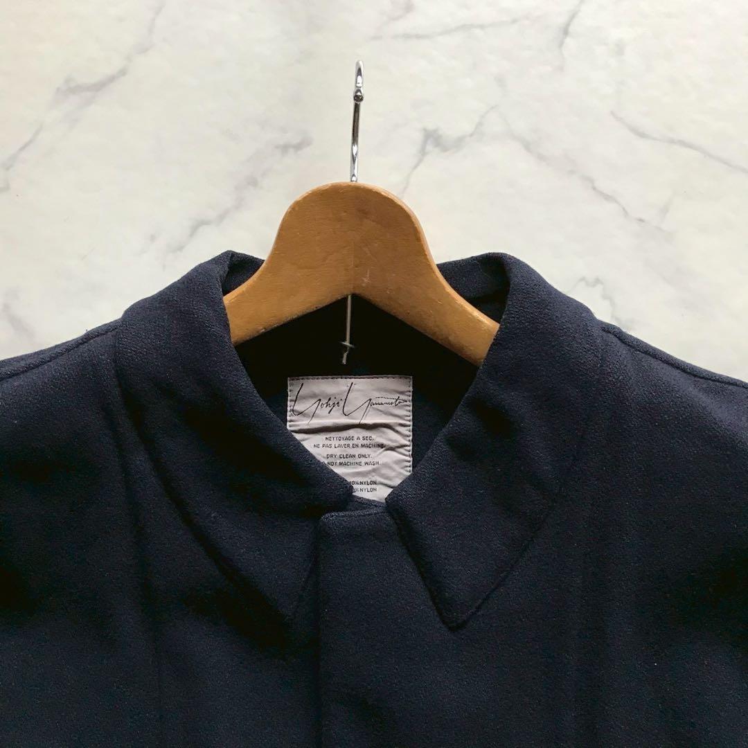 美品/激レア✨ヨウジヤマモト ウールコート シルバー金具 ネイビー Lサイズ相当