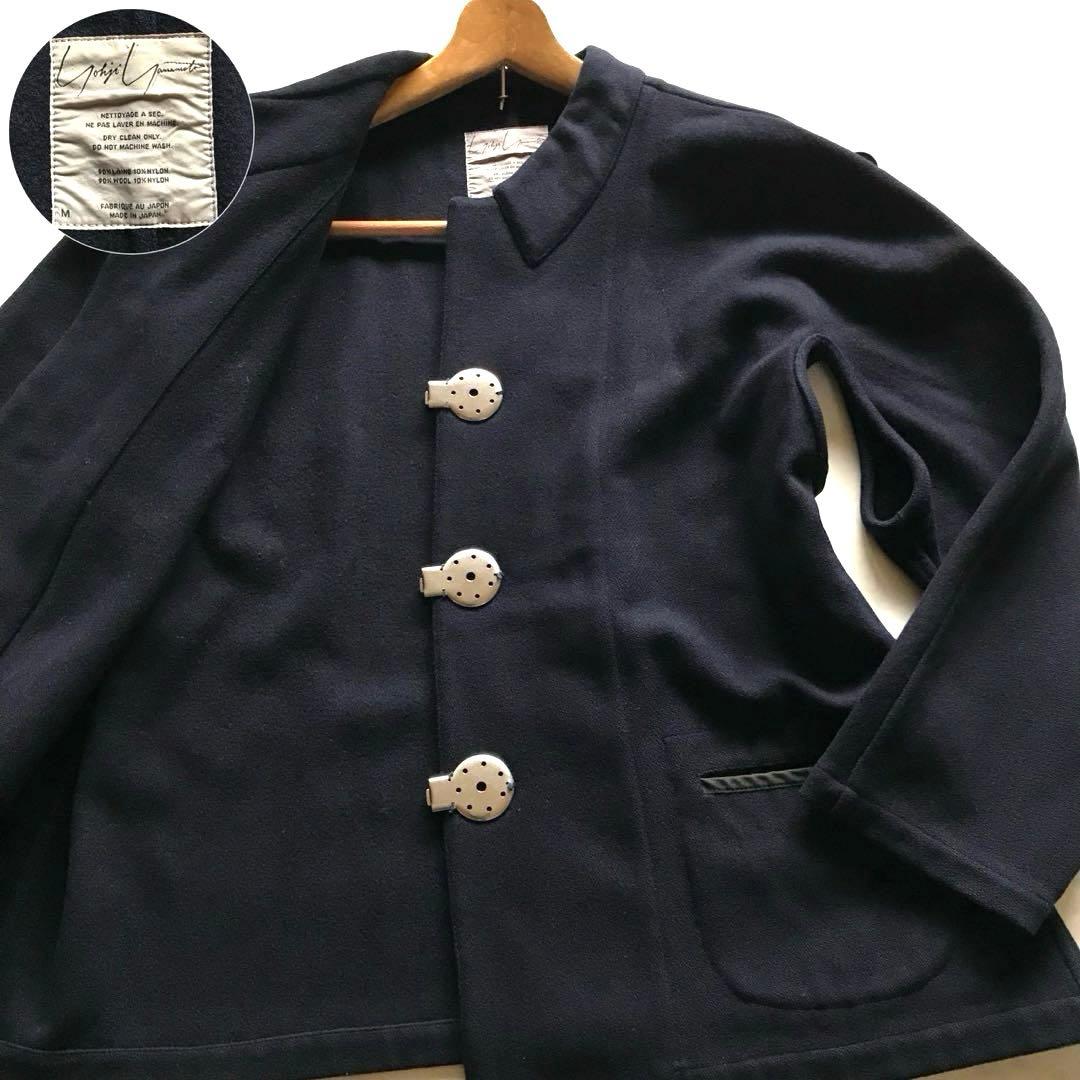 美品/激レア✨ヨウジヤマモト ウールコート シルバー金具 ネイビー Lサイズ相当
