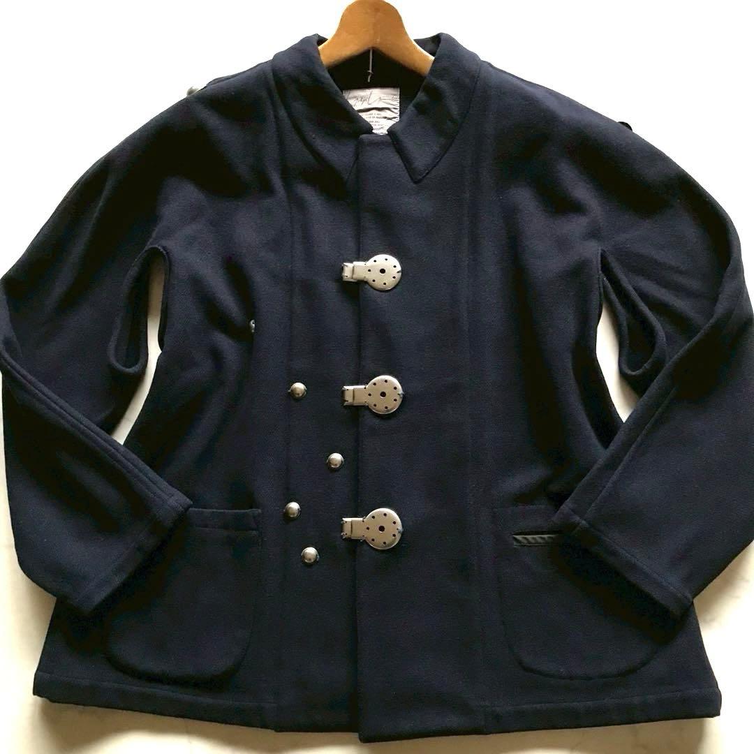 美品/激レア✨ヨウジヤマモト ウールコート シルバー金具 ネイビー Lサイズ相当