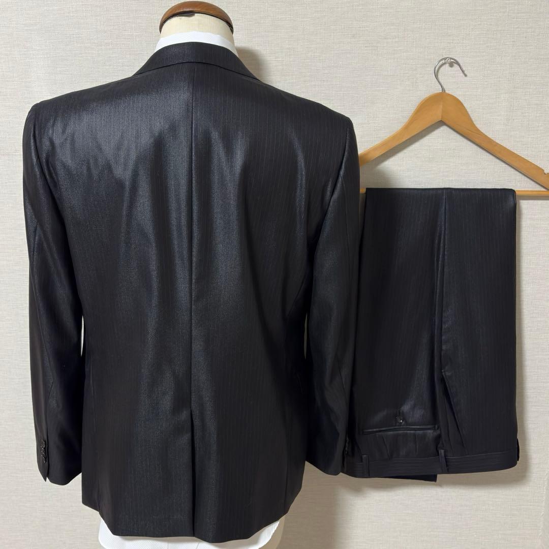 未使用 光沢 パーソンズフォーメン スリーピース スーツ ブラック AB6 花柄