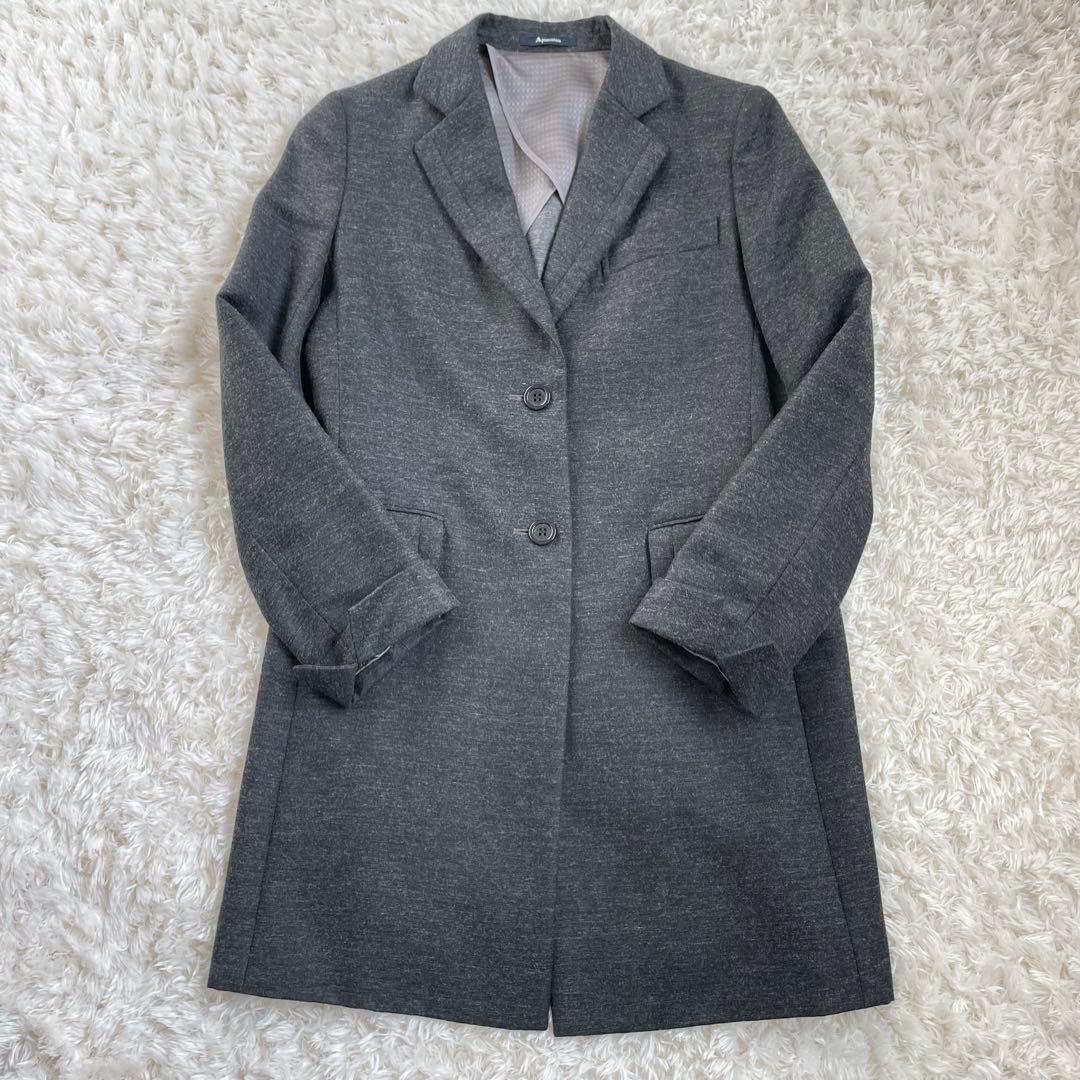 【未使用級】アクアスキュータム グレー チェスターコート ウール混合　S