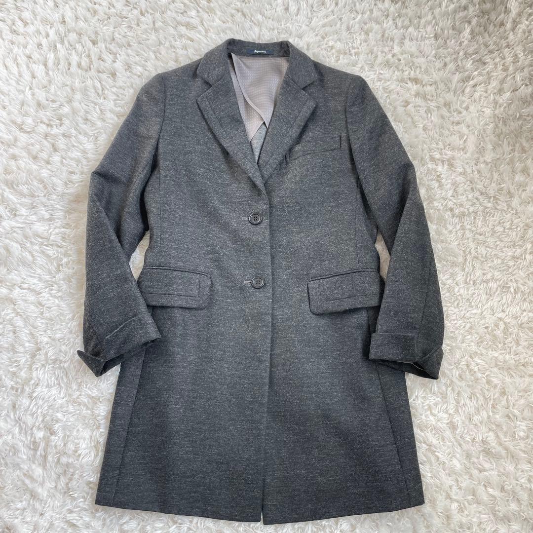 【未使用級】アクアスキュータム グレー チェスターコート ウール混合　S