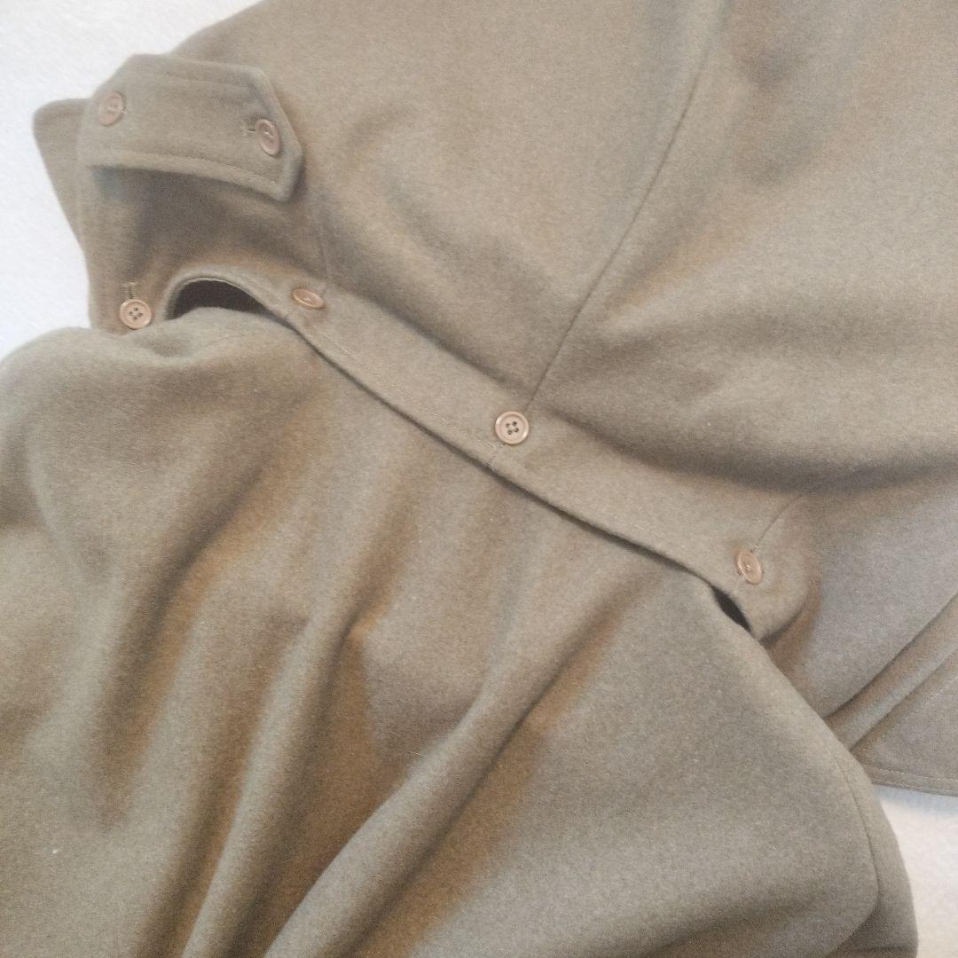 ヴィンテージ　ケープコート　超ロング　XL　フード　ローブ　オリーブ　カーキ