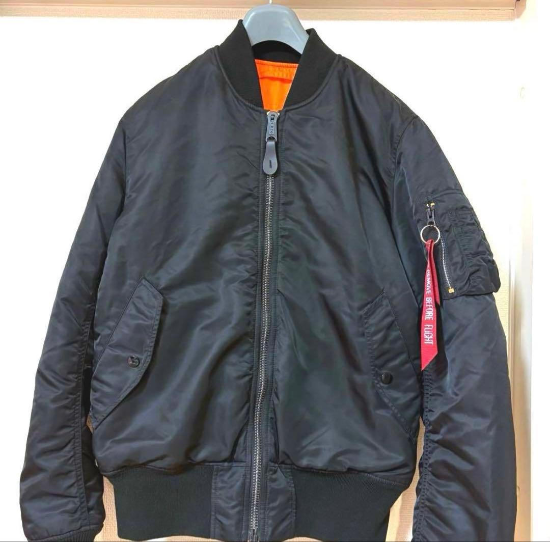 alpha MA-1スタイル ブラックジャケット M タイトモデル