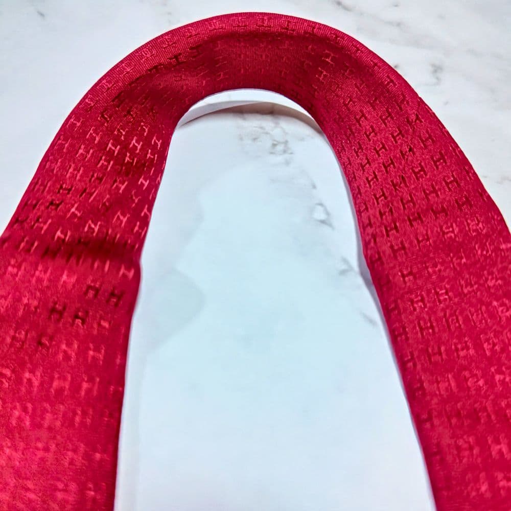 HERMES ネクタイ 赤 シルク ファソネ H柄 レッド 総柄