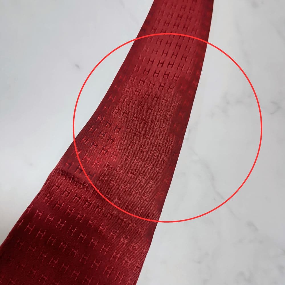 HERMES ネクタイ 赤 シルク ファソネ H柄 レッド 総柄