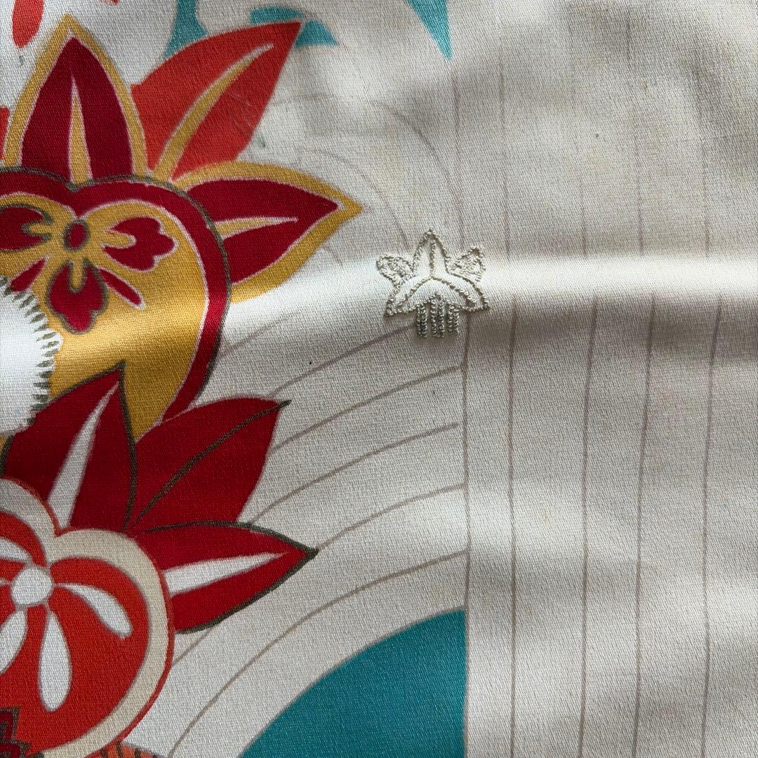 a*i様 ■E5787■アンティーク■正絹■水色　宝尽し柄　袷　小振袖■丈163