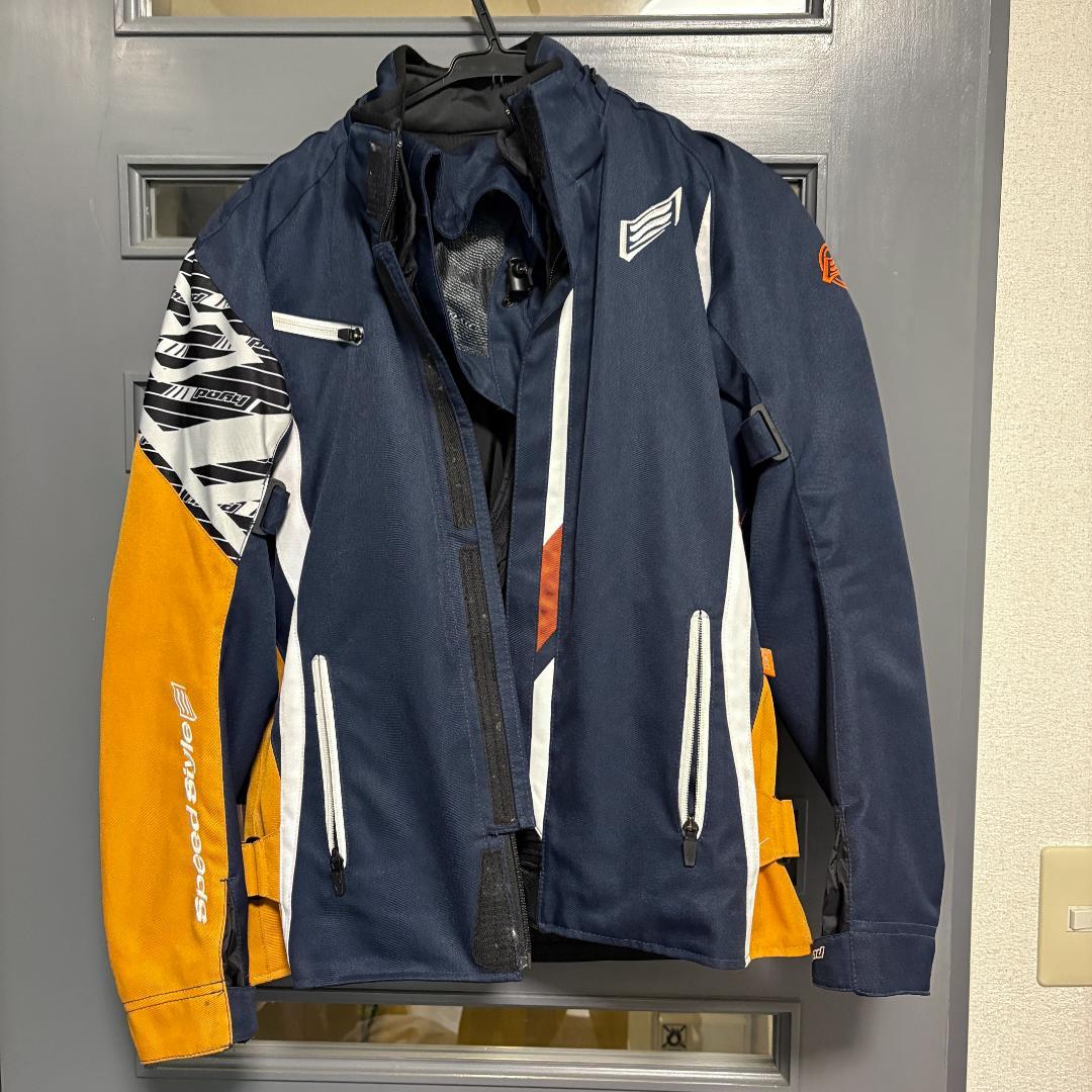 HYOD バイクジャケット レディースLサイズ ネイビー/オレンジ 冬用