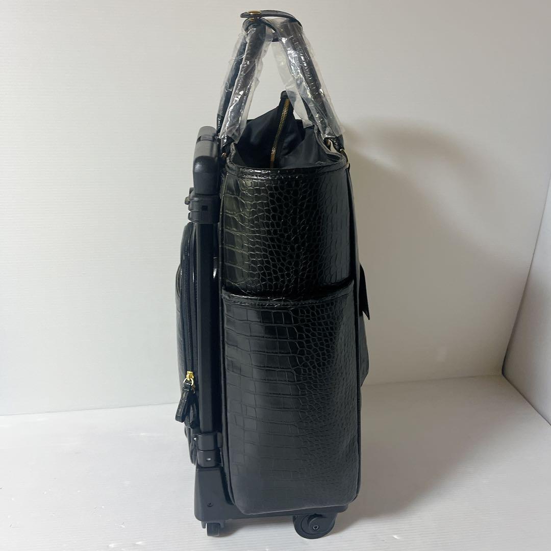 スワニー クロコ型押し キャリーバッグ トートバッグ キャリー 黒 旅行 高級