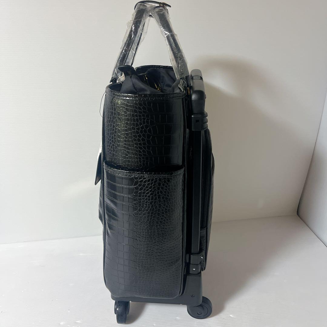 スワニー クロコ型押し キャリーバッグ トートバッグ キャリー 黒 旅行 高級