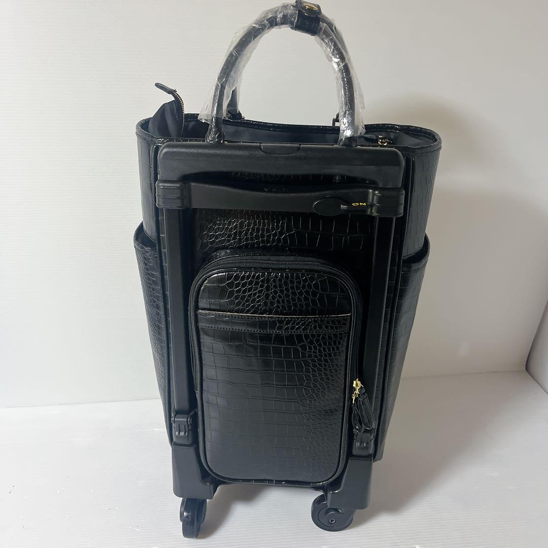 スワニー クロコ型押し キャリーバッグ トートバッグ キャリー 黒 旅行 高級