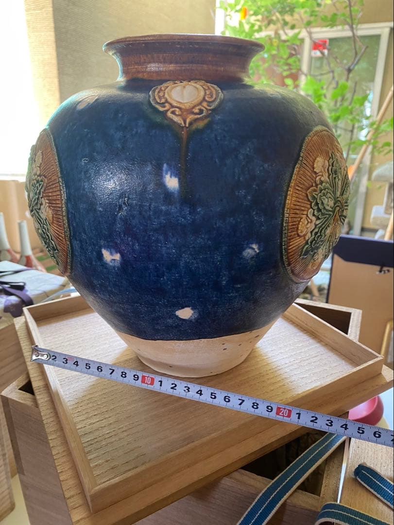 ‼️専用になりました‼️リサイクルFORT‼️new9/10唐物⑧‼️唐三彩藍彩壺箱入