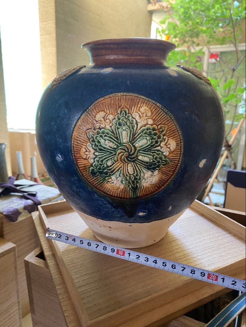 ‼️専用になりました‼️リサイクルFORT‼️new9/10唐物⑧‼️唐三彩藍彩壺箱入