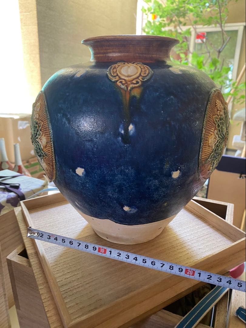 ‼️専用になりました‼️リサイクルFORT‼️new9/10唐物⑧‼️唐三彩藍彩壺箱入