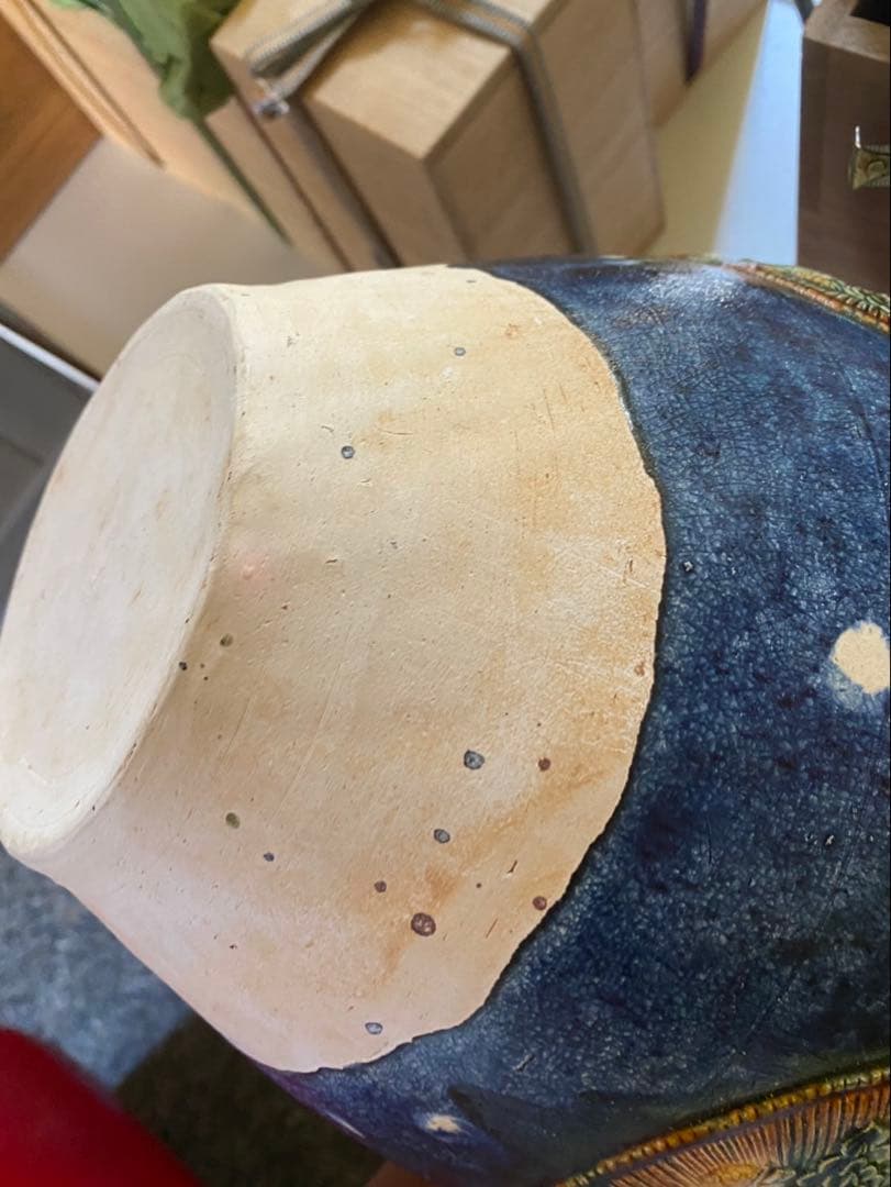 ‼️専用になりました‼️リサイクルFORT‼️new9/10唐物⑧‼️唐三彩藍彩壺箱入