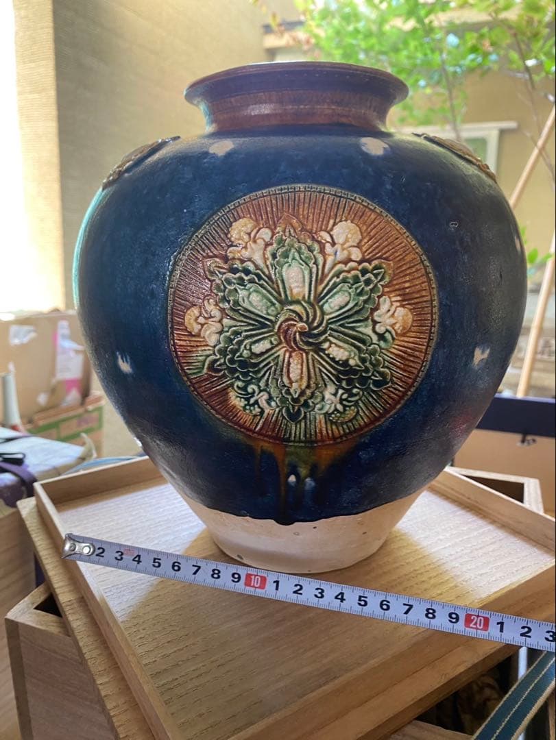 ‼️専用になりました‼️リサイクルFORT‼️new9/10唐物⑧‼️唐三彩藍彩壺箱入