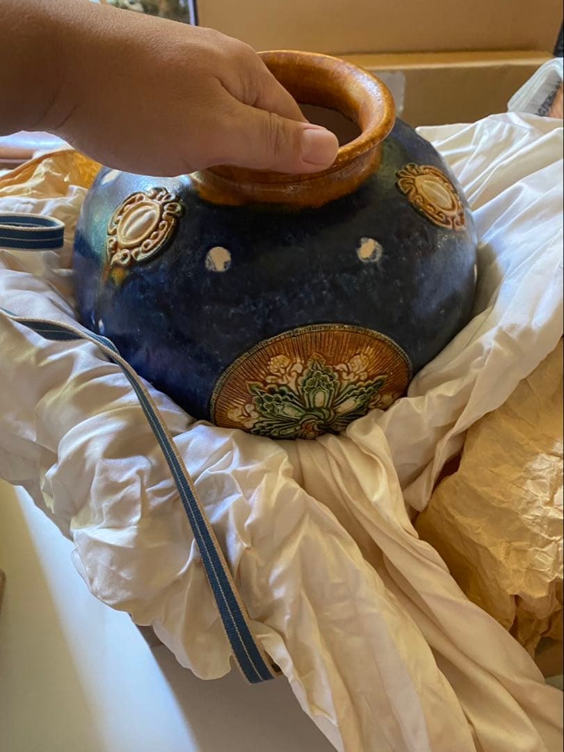 ‼️専用になりました‼️リサイクルFORT‼️new9/10唐物⑧‼️唐三彩藍彩壺箱入