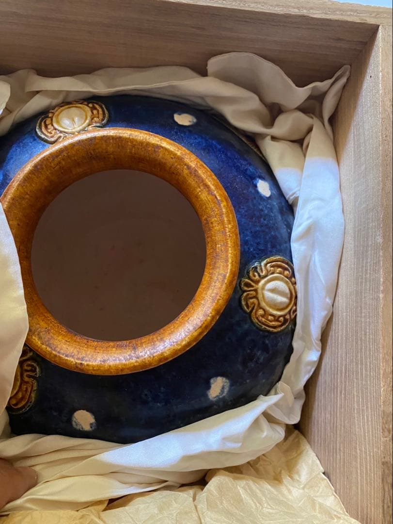 ‼️専用になりました‼️リサイクルFORT‼️new9/10唐物⑧‼️唐三彩藍彩壺箱入