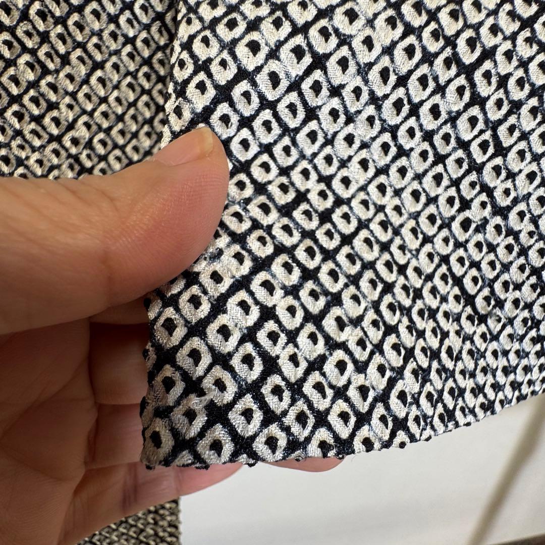 超美品　正絹　袷　訪問着　着物　黒　金　総絞り　刺繍　161裄65 花柄　川