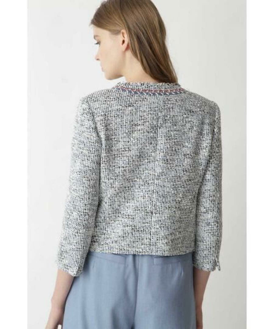 【1135】ピンキーアンドダイアン　ブレードトリミングカラーツイードジャケット