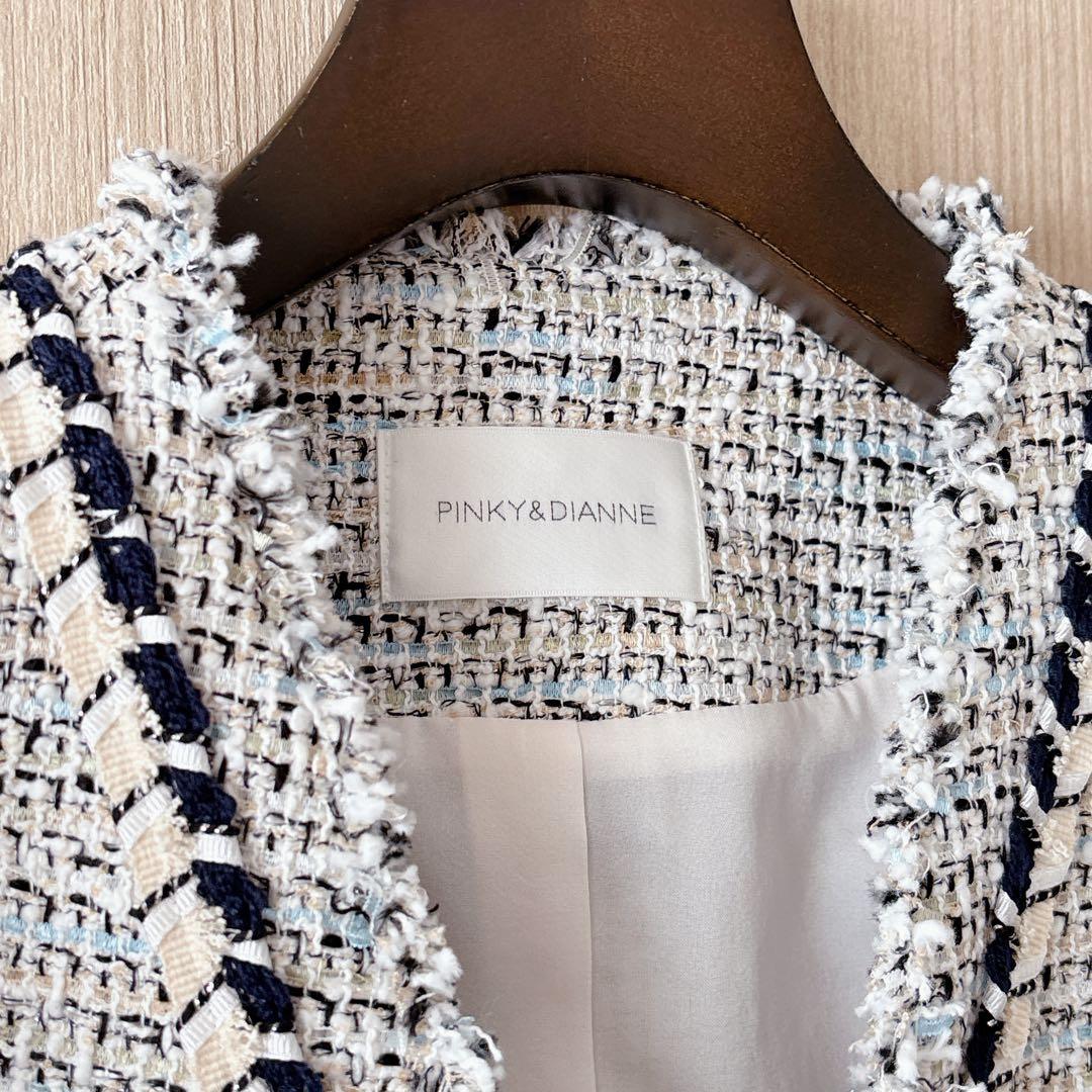 【1135】ピンキーアンドダイアン　ブレードトリミングカラーツイードジャケット