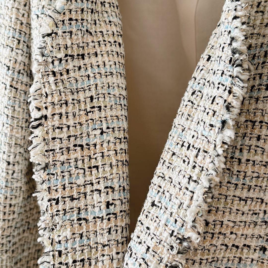 【1135】ピンキーアンドダイアン　ブレードトリミングカラーツイードジャケット