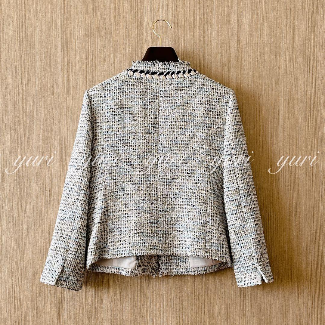 【1135】ピンキーアンドダイアン　ブレードトリミングカラーツイードジャケット