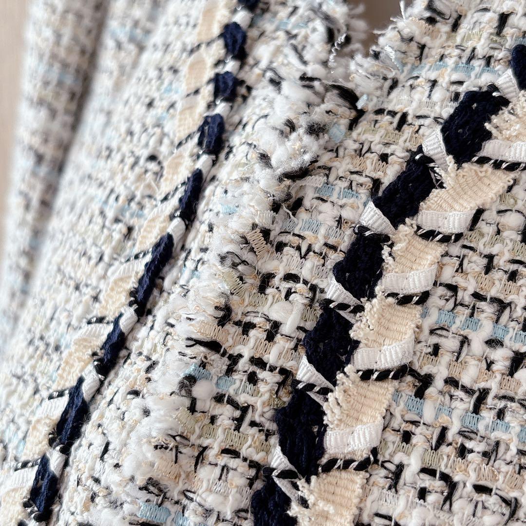 【1135】ピンキーアンドダイアン　ブレードトリミングカラーツイードジャケット