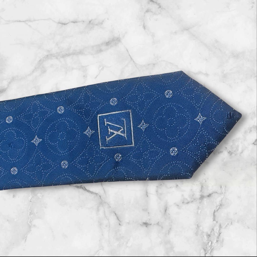 ルイヴィトン　ネクタイ　ブルー　モノグラム