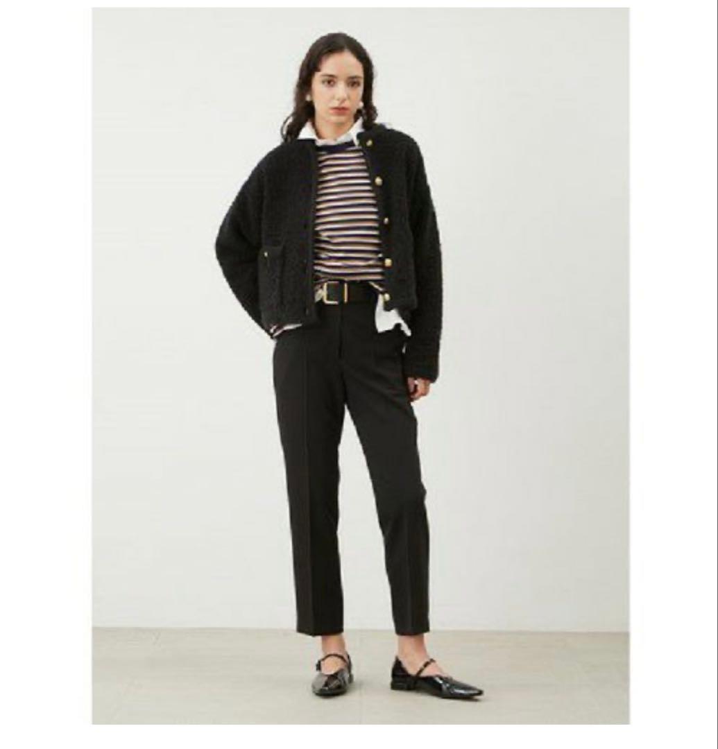 【みんと商品】金釦ノーカラーコンパクトラメニットジャケット