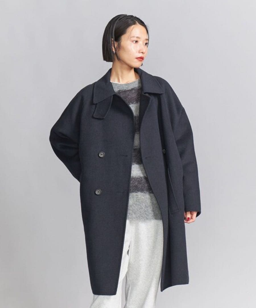 新品/24FW BEAUTY&YOUTH リバー ポンチョコート XS ネイビー