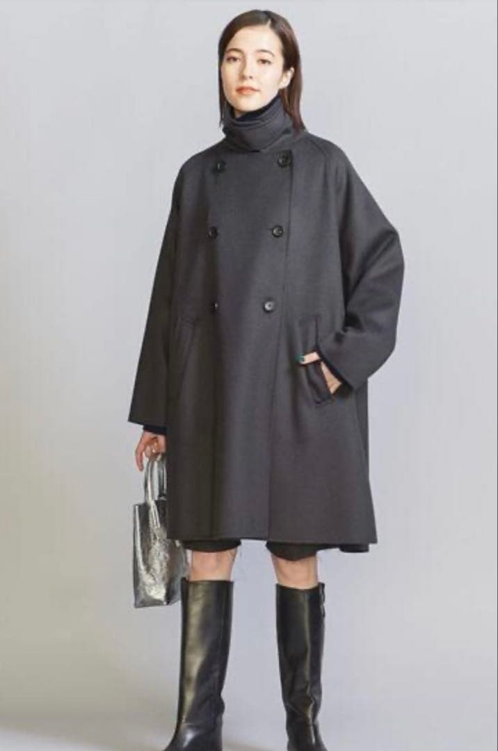 新品/24FW BEAUTY&YOUTH リバー ポンチョコート XS ネイビー