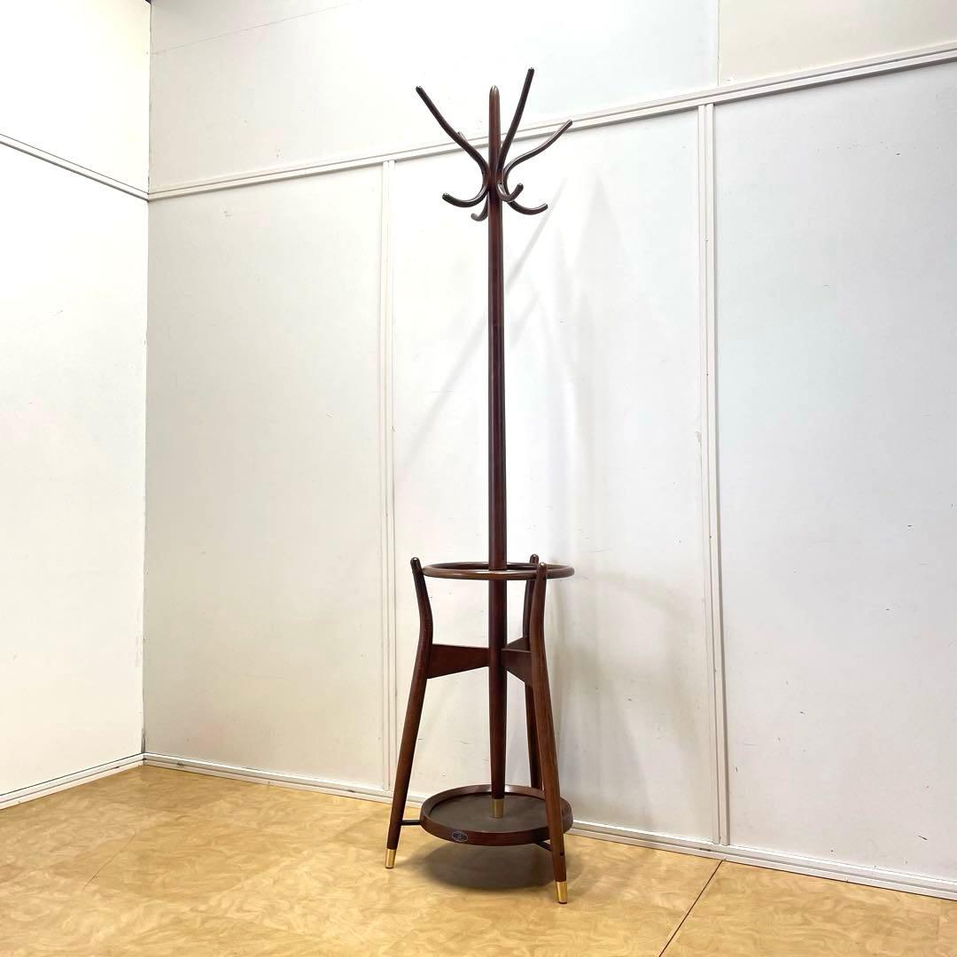 秋田木工 ポールハンガー① 木製コートハンガー 傘立て 洋服掛け ビンテージ