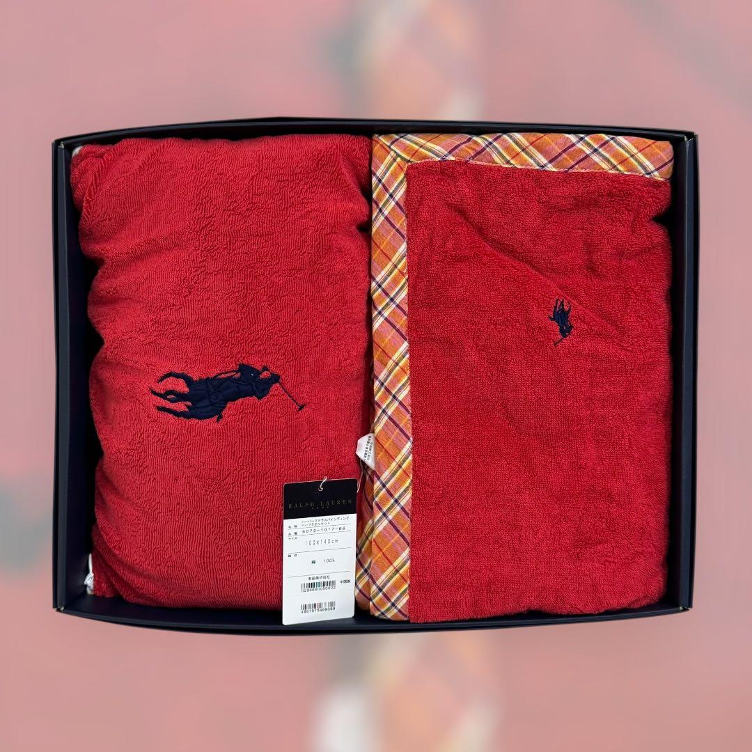 8963.ラルフローレンホーム ブランケット ミニピロー レッド