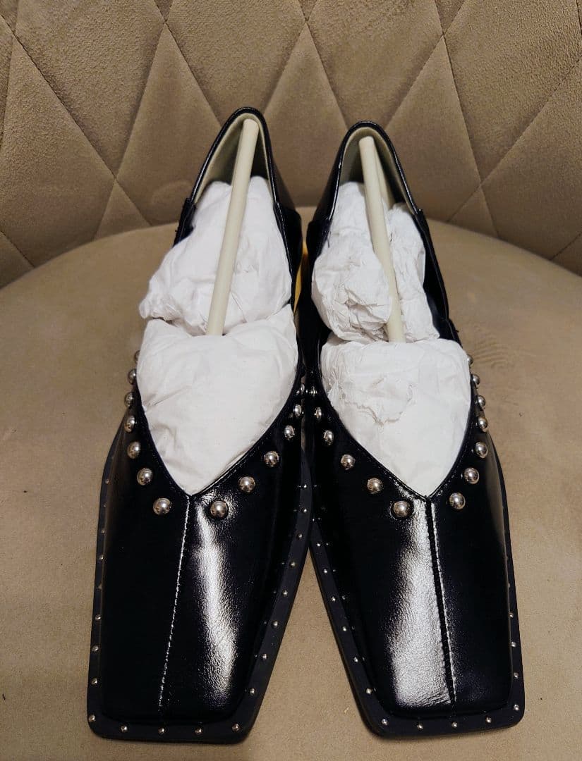 Ameri アメリ STUDS WOOD HEEL