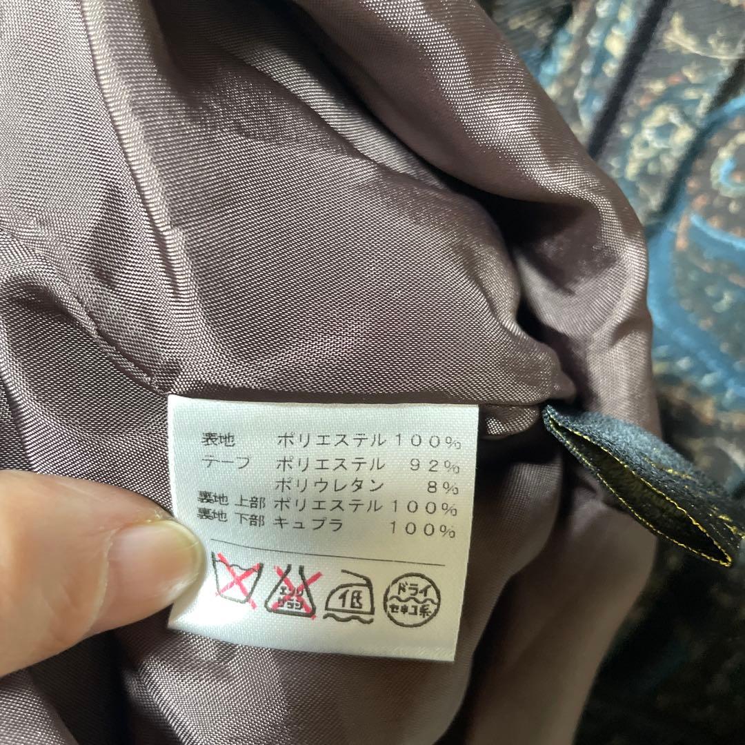 Leilian レリアン　フリルワンピース　ペーズリー柄　袖シアー　13＋