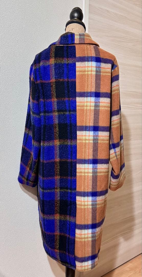 【タグ付】Desigual ルーズシルエット チェック柄ロングコート