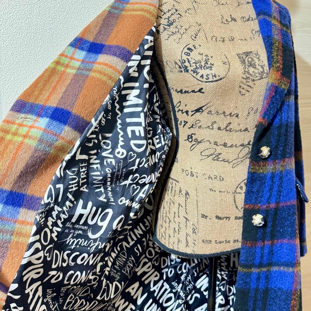 【タグ付】Desigual ルーズシルエット チェック柄ロングコート