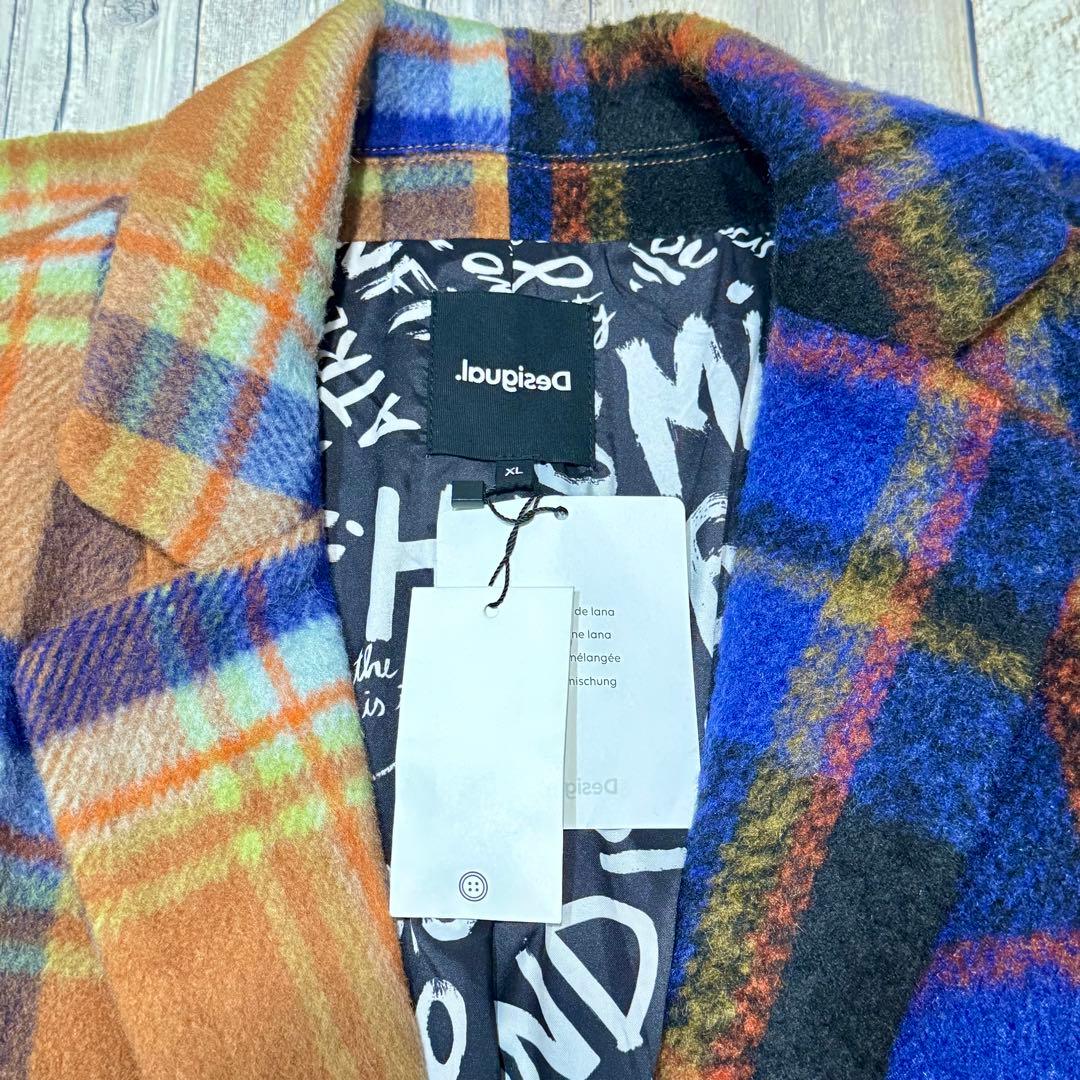 【タグ付】Desigual ルーズシルエット チェック柄ロングコート