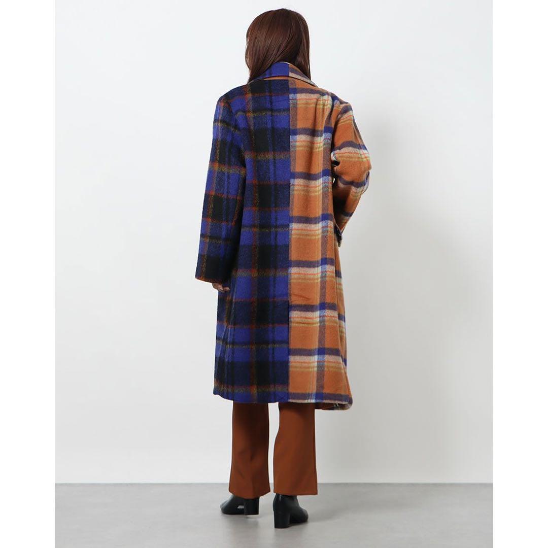 【タグ付】Desigual ルーズシルエット チェック柄ロングコート