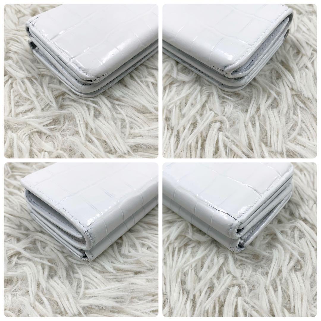 バレンシアガ 三つ折り財布 BBロゴ クロコ ホワイト