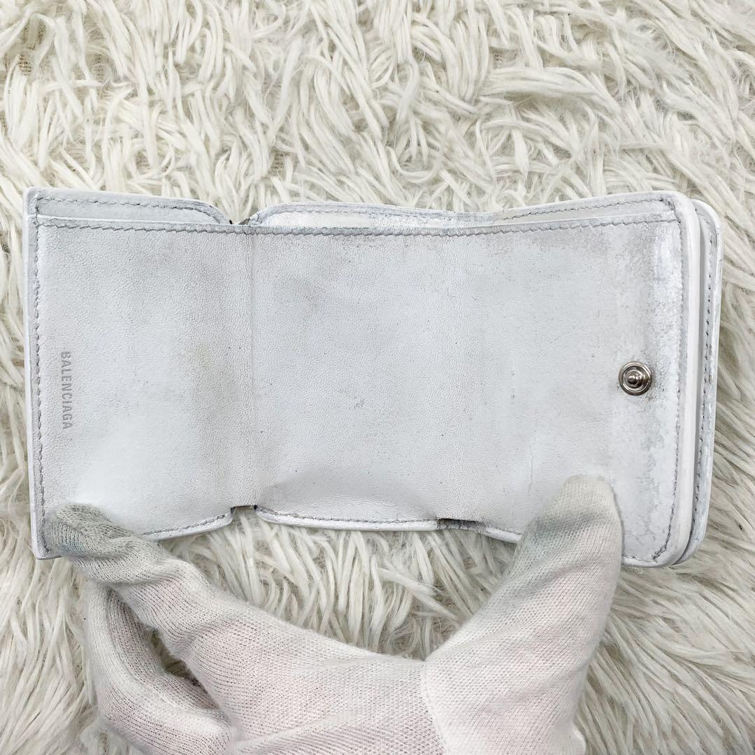 バレンシアガ 三つ折り財布 BBロゴ クロコ ホワイト