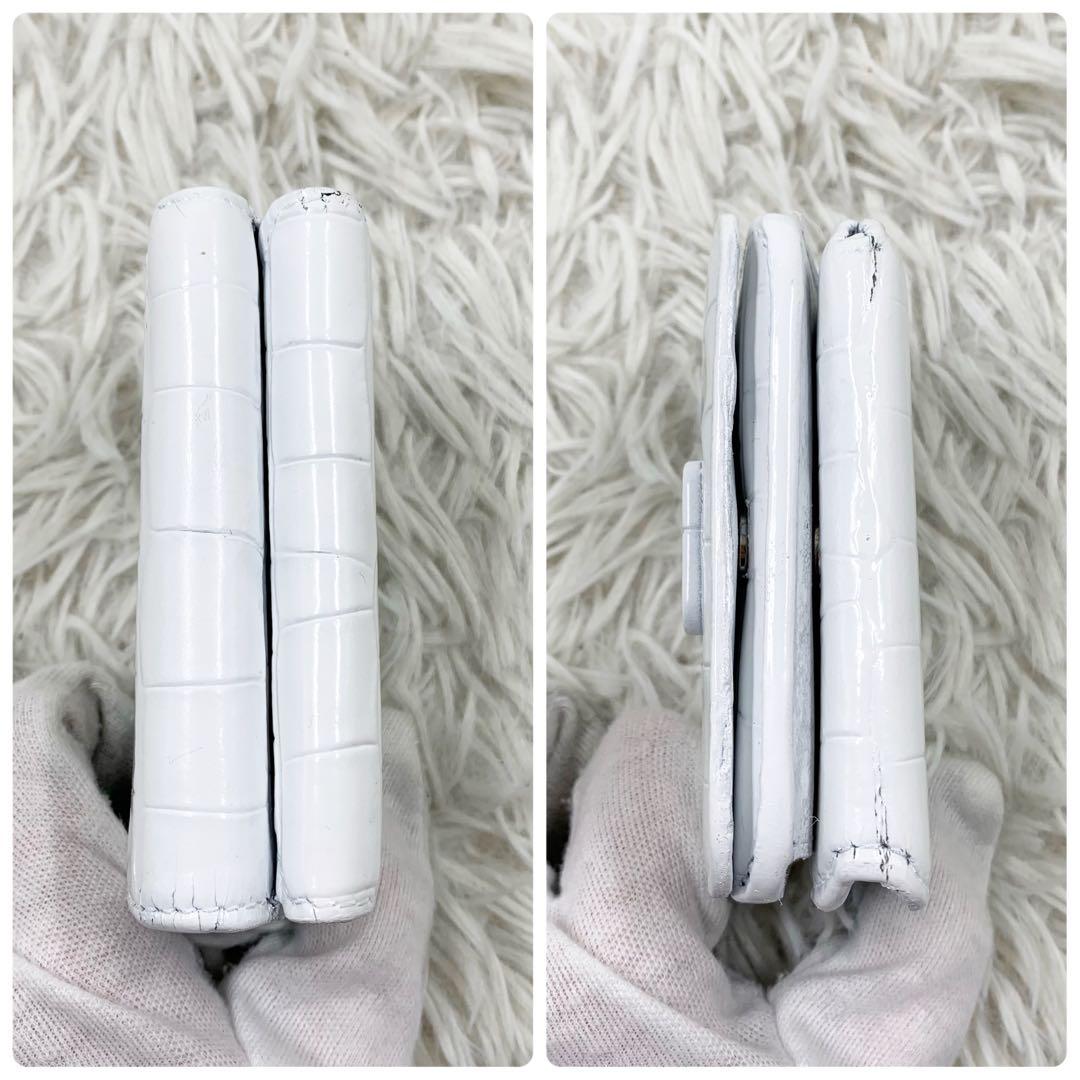 バレンシアガ 三つ折り財布 BBロゴ クロコ ホワイト